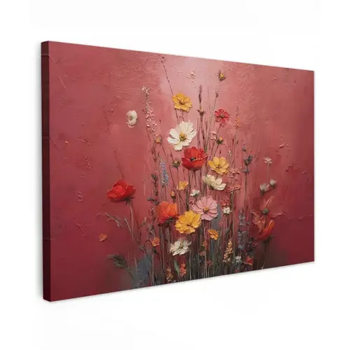 Bloemenboeket - Diepte - Tastbare textuur canvas 2cm klein -z3d