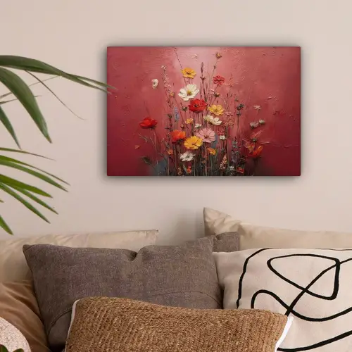 Bloemenboeket - Diepte - Tastbare textuur canvas 2cm klein -sfeer1