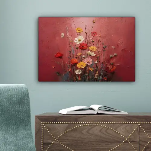 Bloemenboeket - Diepte - Tastbare textuur canvas 2cm klein -sfeer4