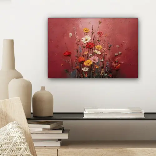 Bloemenboeket - Diepte - Tastbare textuur canvas 2cm klein -sfeer6