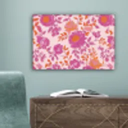 Bloemenpatroon - Roze - Oranje - Bloemen canvas 2cm klein -sfeer4