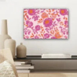 Bloemenpatroon - Roze - Oranje - Bloemen canvas 2cm klein -sfeer6
