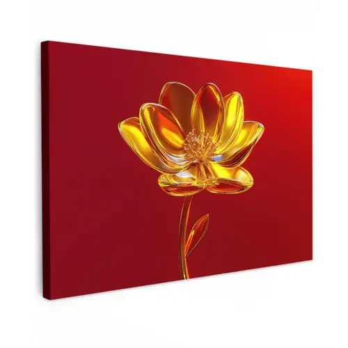 Bloem - Goud - Glazen canvas 2cm klein -z3d
