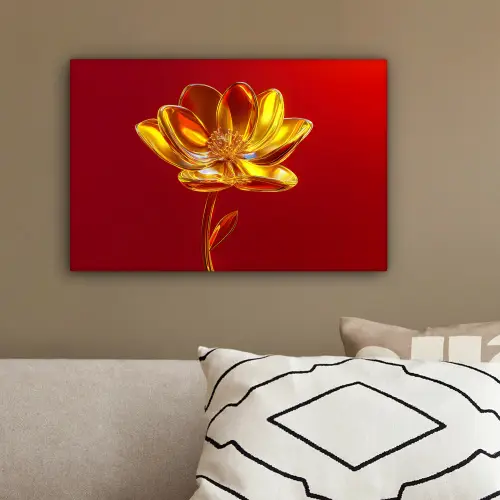 Bloem - Goud - Glazen canvas 2cm klein -sfeer3