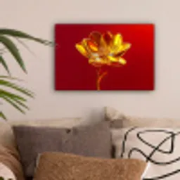 Bloem - Goud - Glazen canvas 2cm klein -sfeer1