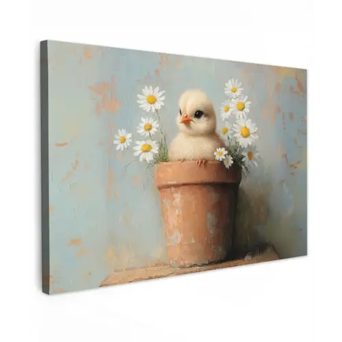 Bloempot - Kuiken - Bloemetjes canvas 2cm klein -z3d