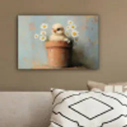 Bloempot - Kuiken - Bloemetjes canvas 2cm klein -sfeer3