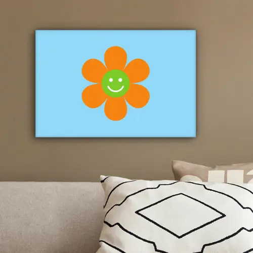 Bloem - Smiley - Kleurrijk canvas 2cm klein -sfeer3