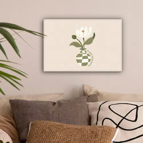 Bloem - Wit - Vaas - Quote canvas 2cm klein -sfeer1