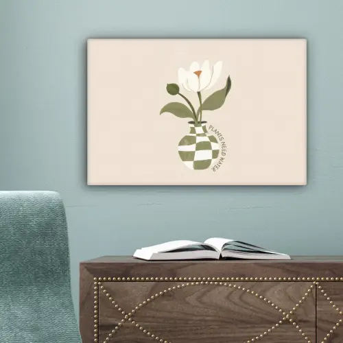 Bloem - Wit - Vaas - Quote canvas 2cm klein -sfeer4