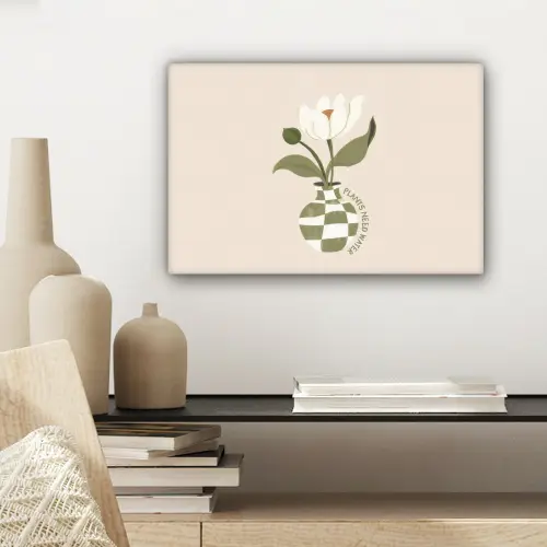Bloem - Wit - Vaas - Quote canvas 2cm klein -sfeer6