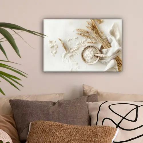 Bloem - Hout - Tarwe canvas 2cm klein -sfeer1