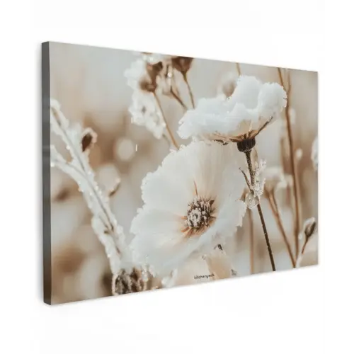 Bloemen - Beige - Winter canvas 2cm klein -z3d