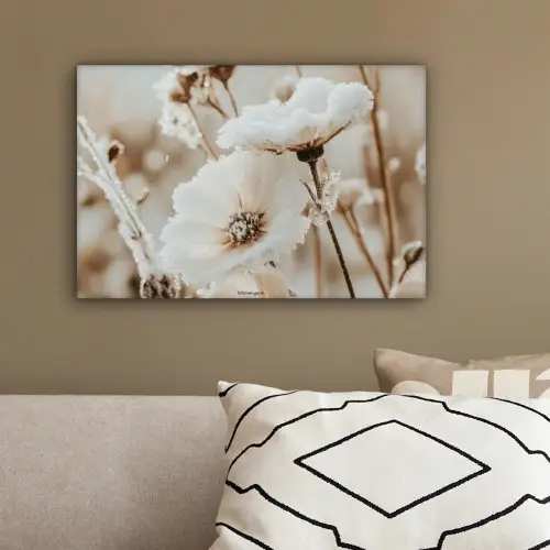 Bloemen - Beige - Winter canvas 2cm klein -sfeer3