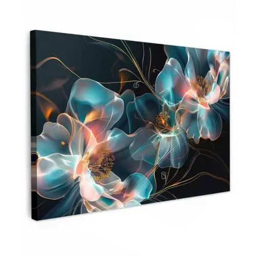 Bloemen - Zwart - Licht - Flora canvas 2cm klein -z3d
