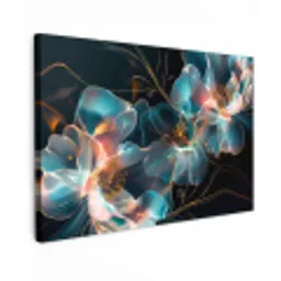 Bloemen - Zwart - Licht - Flora canvas 2cm klein -z3d