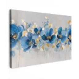 Bloemen - Blauw - Abstract canvas 2cm klein -z3d