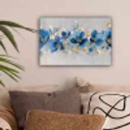 Bloemen - Blauw - Abstract canvas 2cm klein -sfeer1