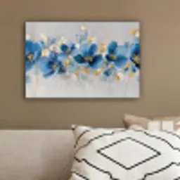 Bloemen - Blauw - Abstract canvas 2cm klein -sfeer3