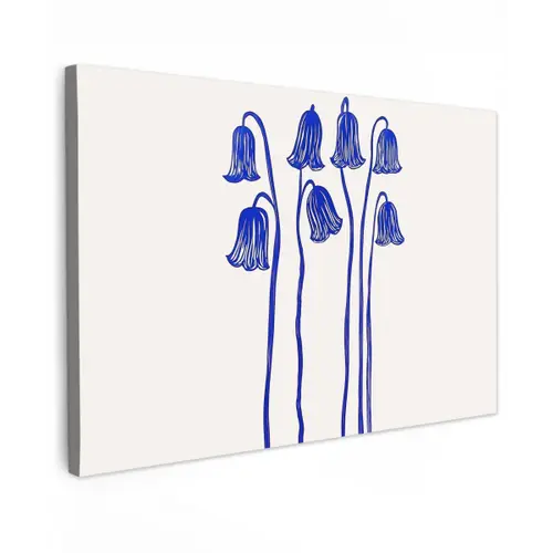 Bloemen - Blauw - Lijnen - Bloemblaadjes canvas 2cm klein -z3d