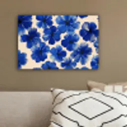 Bloemen - Blauw -Patroon - Wit canvas 2cm klein -sfeer3