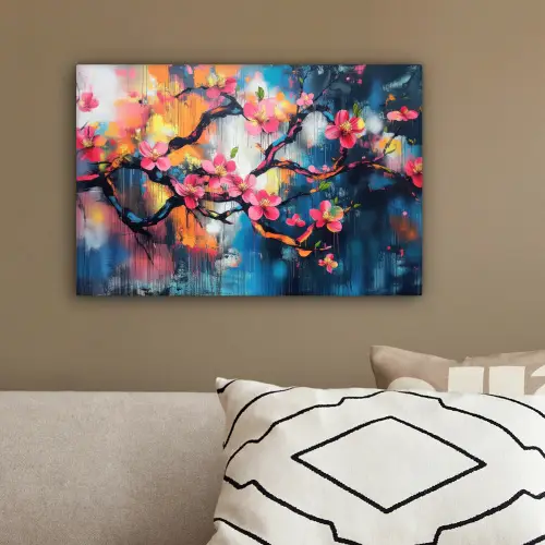 Bloemen - Tak - Artistiek - Roze canvas 2cm klein -sfeer3