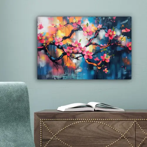 Bloemen - Tak - Artistiek - Roze canvas 2cm klein -sfeer4