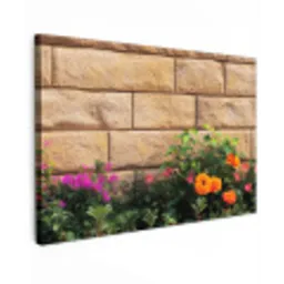 Bloemen - Bakstenen - Kleurrijk canvas 2cm klein -z3d