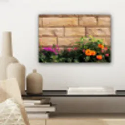 Bloemen - Bakstenen - Kleurrijk canvas 2cm klein -sfeer6