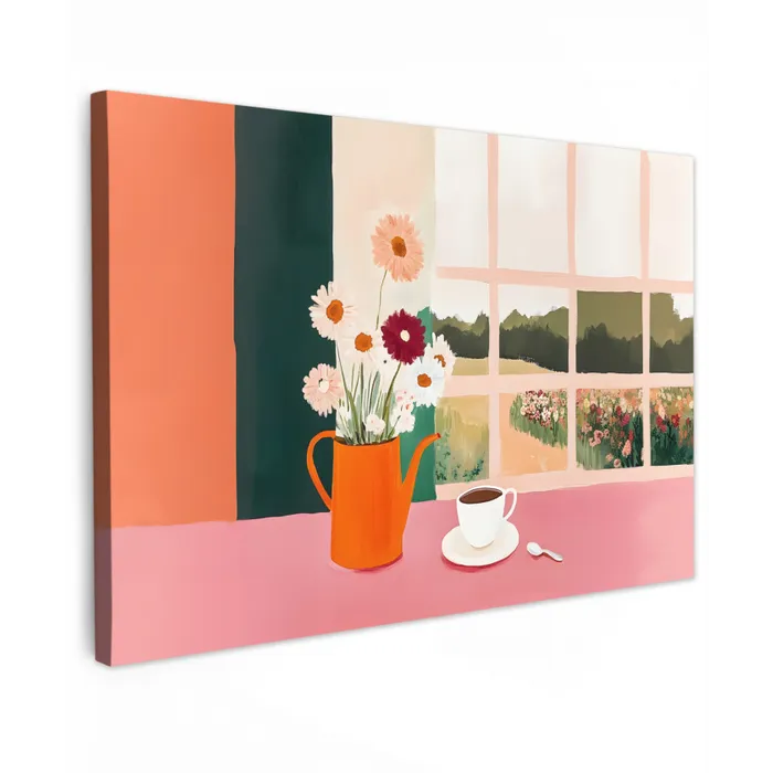 Bloemen - Koffie - Raam canvas 2cm klein -z3d