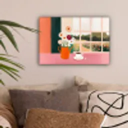 Bloemen - Koffie - Raam canvas 2cm klein -sfeer1