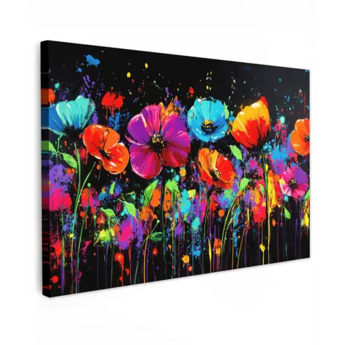 Bloemen - Kleurrijk - Spetters canvas 2cm klein -z3d