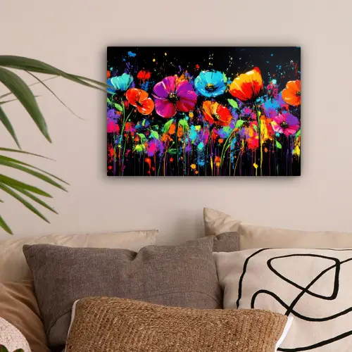 Bloemen - Kleurrijk - Spetters canvas 2cm klein -sfeer1