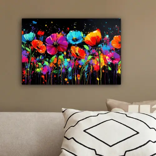 Bloemen - Kleurrijk - Spetters canvas 2cm klein -sfeer3