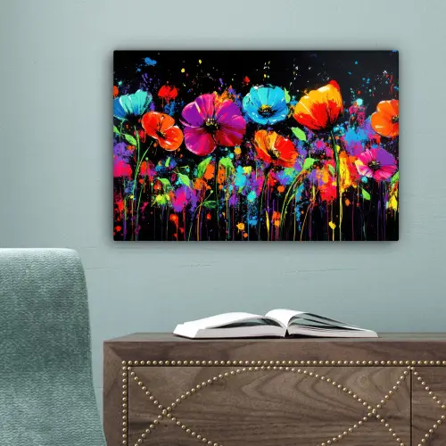Bloemen - Kleurrijk - Spetters canvas 2cm klein -sfeer4