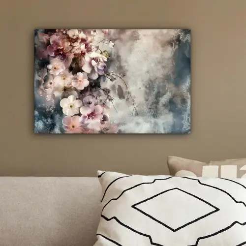 Bloemen - Beton - Grijs - Flora canvas 2cm klein -sfeer3