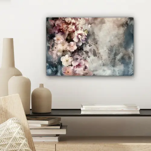 Bloemen - Beton - Grijs - Flora canvas 2cm klein -sfeer6