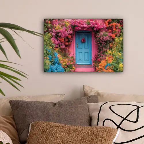 Bloemen - Deur - Roze canvas 2cm klein -sfeer1