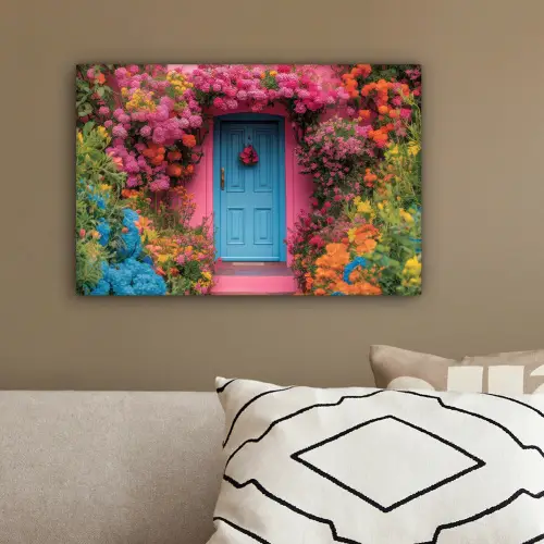 Bloemen - Deur - Roze canvas 2cm klein -sfeer3