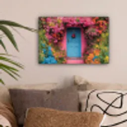 Bloemen - Deur - Roze canvas 2cm klein -sfeer1