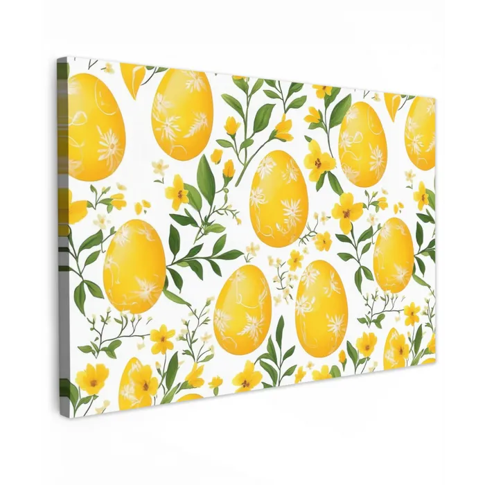 Bloemen - Paaseieren - Geel canvas 2cm klein -z3d