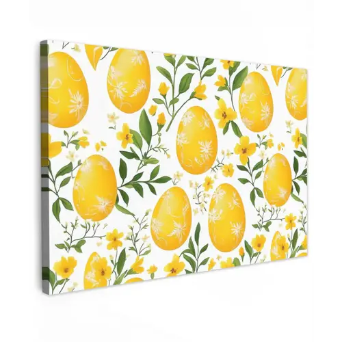 Bloemen - Paaseieren - Geel canvas 2cm klein -z3d