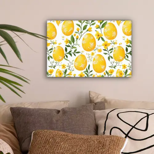 Bloemen - Paaseieren - Geel canvas 2cm klein -sfeer1