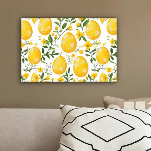 Bloemen - Paaseieren - Geel canvas 2cm klein -sfeer3