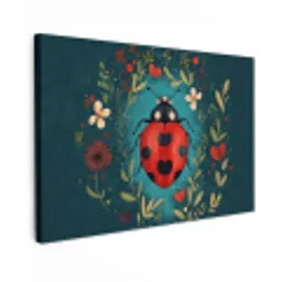 Bloemen - Lieveheersbeestje - Hartje - Rood canvas 2cm klein -z3d