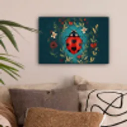 Bloemen - Lieveheersbeestje - Hartje - Rood canvas 2cm klein -sfeer1