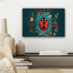 Bloemen - Lieveheersbeestje - Hartje - Rood canvas 2cm klein -sfeer6