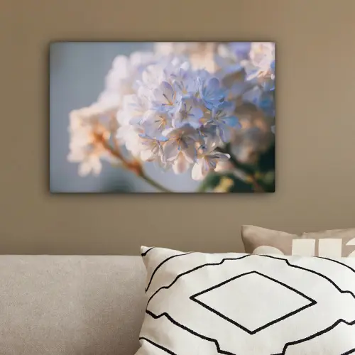 Bloemen - Lichtblauw - Wazig - Trosje canvas 2cm klein -sfeer3