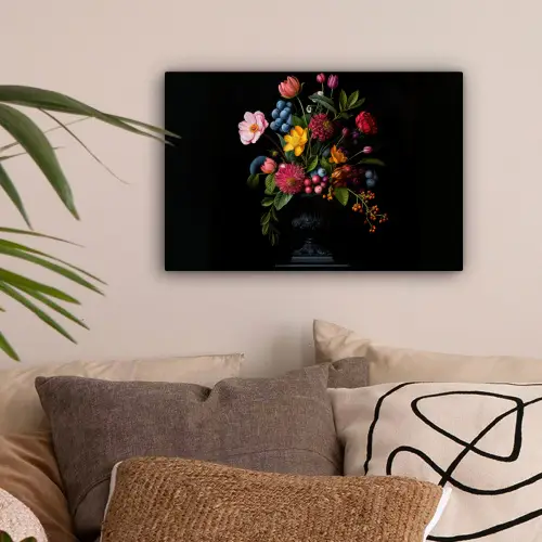 Bloemen - Vrolijk - Vaas canvas 2cm klein -sfeer1