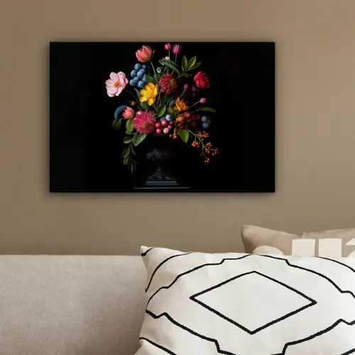 Bloemen - Vrolijk - Vaas canvas 2cm klein -sfeer3